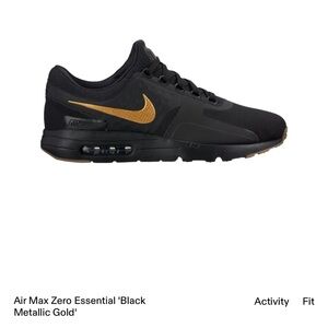 Nike Air Max Zero Black & Gold  - Labeled as Size 7 excellent condition FIT WIDE